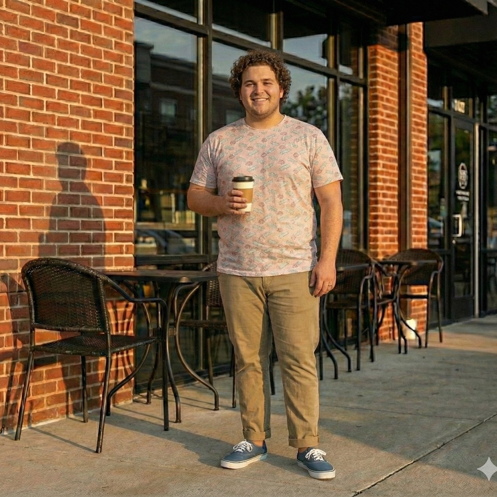 DYJ - Mens Big Size Graphic 80s Retro Shirt